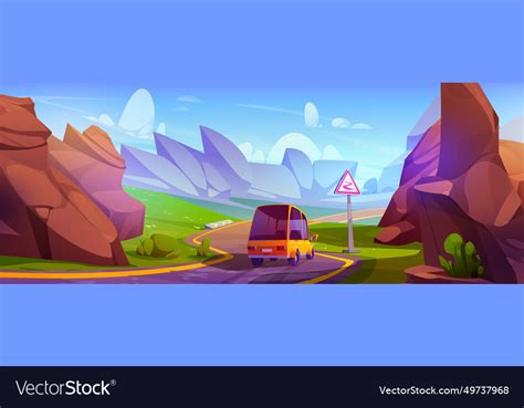 Car Driving Mountain Road Royalty Free Vector Image