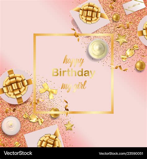 Happy Birthday My Girl Pink Greeting Card Vector Image