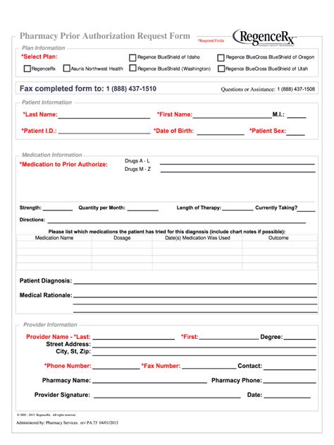 Regence Medication Prior Authorization Form Pdf Fill Online Printable Fillable Blank