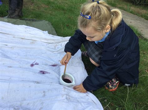 Warwick Preparatory School Blackberry Painting At Forest School