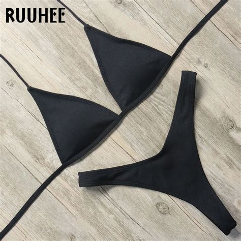 Discount Up To 50 RUUHEE New Halter Bikini Swimwear Women Swimsuit Bathing Suit Sexy Micro