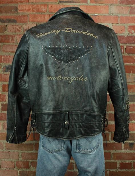 Harley Davidson Black Studded Biker Leather Jacket - Maker of Jacket