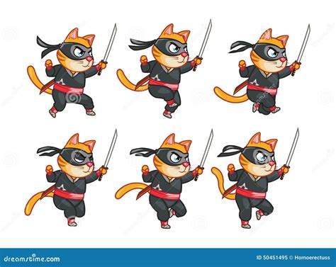 Running Ninja Cat Animation Sprite Stock Illustration - Illustration of ...