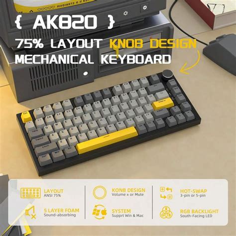 AJAZZ AK TKL Wired Mechanical Keyboard Hot Swappable Linear Switch Gasket Mount Gaming
