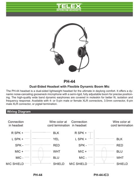 Manufacturer Data Sheet Telex PH 44 Manualzz