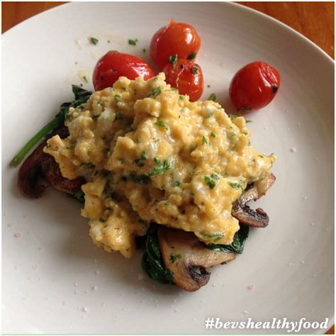 Scrambled Eggs With Saut Ed Mushrooms Tomatoes Spinach Bev S