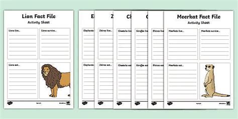 Animal Fact File Worksheets Primary Resource Worksheets Library