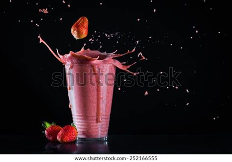 Strawberry Banana Smoothie Splash Copy Space Stock Photo (Edit Now) 252166555