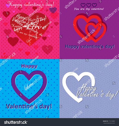 Happy Valentines Day Cards Stock Vector Royalty Free 171610883 Shutterstock