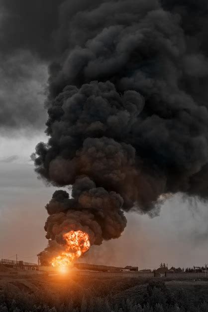 Edificio En Llamas Con Llamas Y Humo Negro Foto Premium