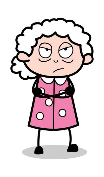 Disagree Old Cartoon Granny Vector Illustration Stock Vector Image By