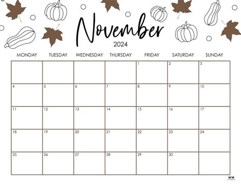 Free Printable Monthly Calendar November 2024 - Umeko Isabella