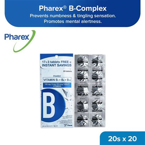 20s X 20 Pharex B Complex Tipid Pack Vitamin B1b6b12 100mg5mg50mcg