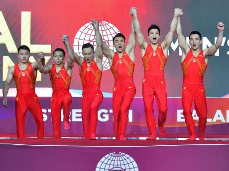 Chinese Gymnastics Team Celebrates On Podium Editorial Stock Photo ...