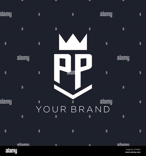 Pp Logo With Shield And Crown Initial Monogram Logo Design Ideas Stock