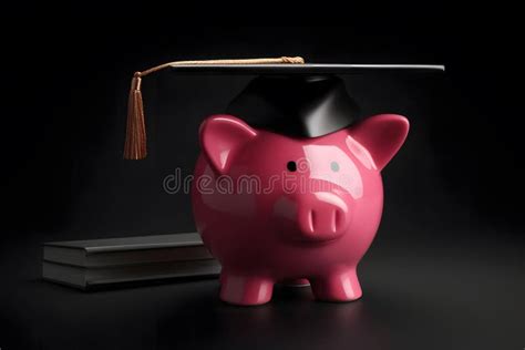 Piggy Bank With Graduation Cap On Old Wood Money Saving Concept Neural