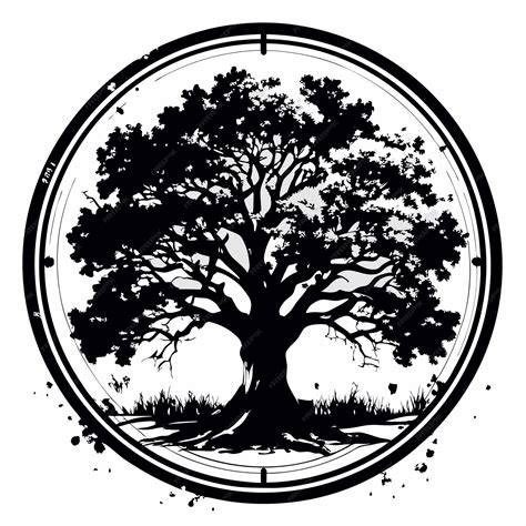 premium vector  black  white image   tree   circle