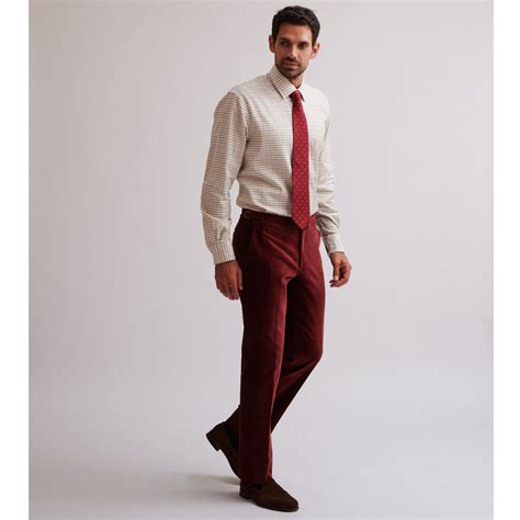 Burgundy Horizontal Corduroy Trousers Mens Country Clothing Cordings