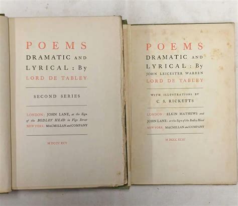 Poems Dramatic And Lyrical By John Leicester Warren Lord De Tabley With