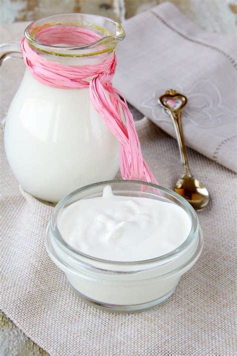 Fermented Milk Product Sour Cream Stock Photo - Image of liquid ...