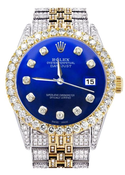 Customizable Pre Owned Iced Out Rolex Datejust 36mm Two Tone 11 Cara Diamond Galleria 1