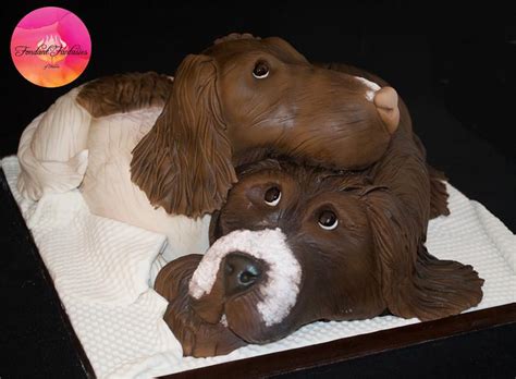 A Pair Of Spaniels Decorated Cake By Fondant Fantasies CakesDecor