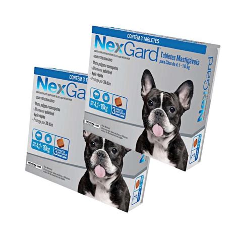 Kit Antipulgas e Carrapatos NexGard 28 3 mg para Cães de 4 1 a 10 Kg