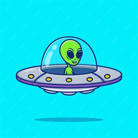 Ilustración De Dibujos Animados Lindo Ovni Alienígena Concepto De Icono De Espacio Vector Premium