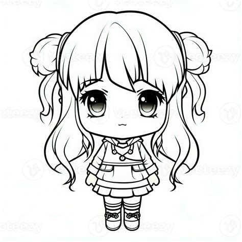 Anime Girl Coloring Pages 26672924 Stock Photo at Vecteezy