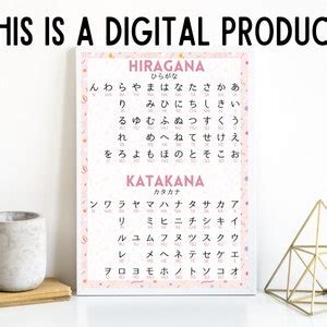 Japanese Hiragana And Katakana Chart Pink Kawaii Design Digital