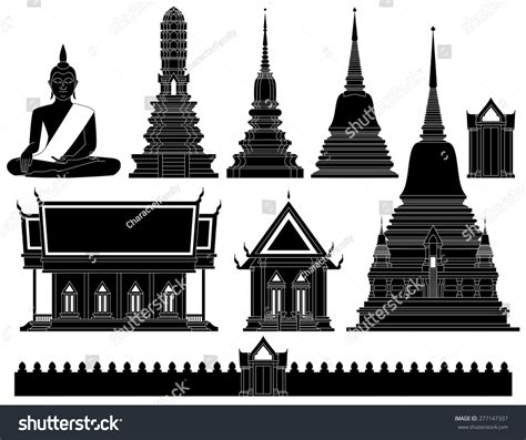 Thailand Temple Vector Stock Vector Royalty Free 277147337 Shutterstock