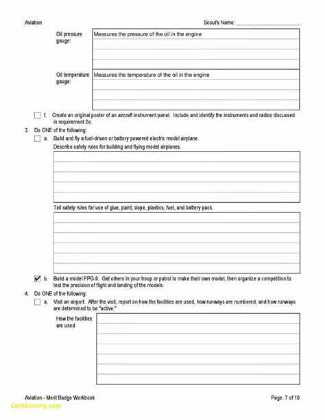 Auto Maintenance Merit Badge Worksheet - Writing Practice Worksheet