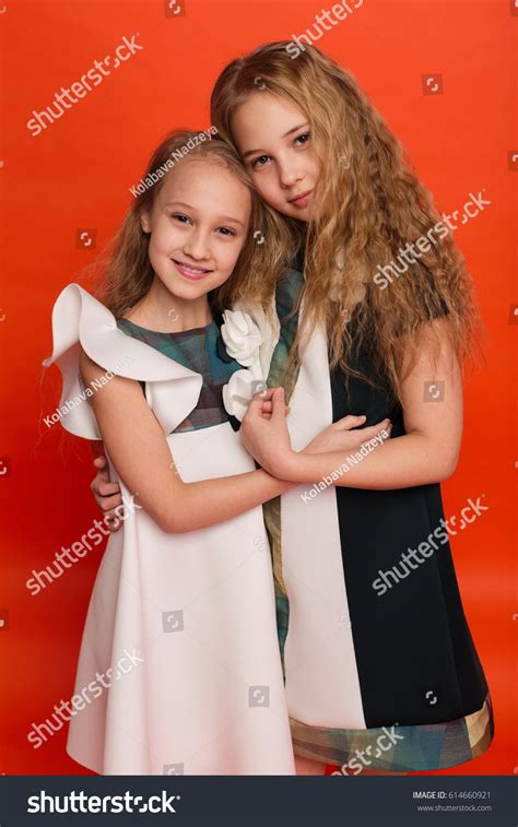 Two Sisters Beautiful Stylized Dresses On Stock Photo 614660921 ...