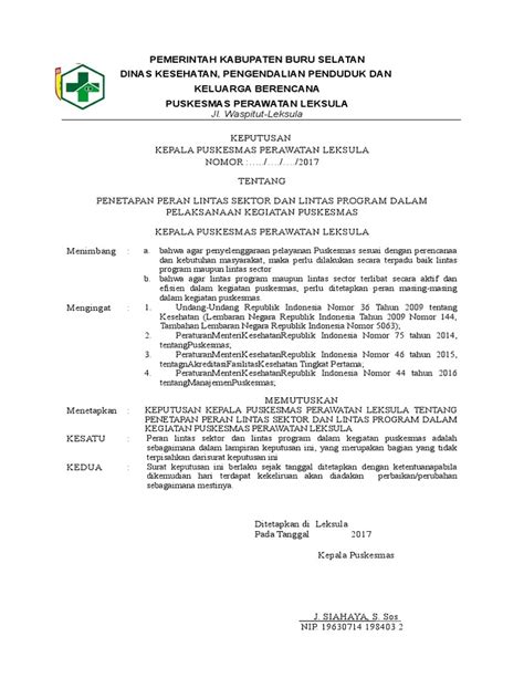 Sk Penetapan Peran Lintas Sektor Pdf