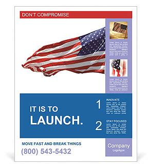 Us Flag Flapping On The Wind Poster Template Design Id