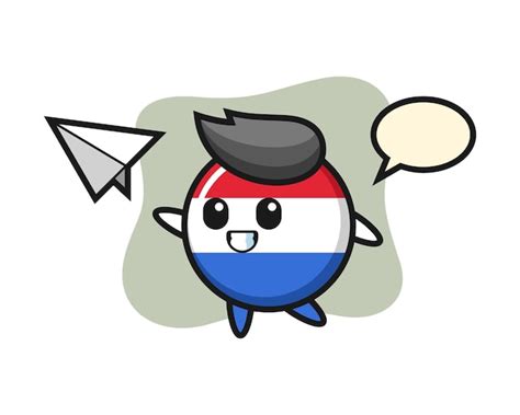 Personagem De Desenho Animado Do Emblema Da Bandeira Da Holanda Vetor