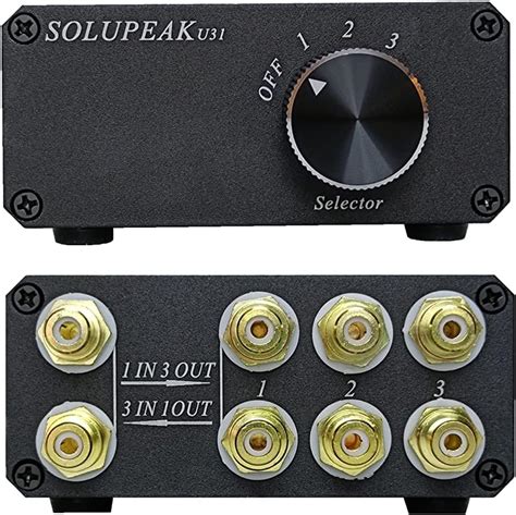 Solupeak U31 Premium Rca Switch Box 3 In 1 Out Audio Switch Stereo Switch Box With Signal