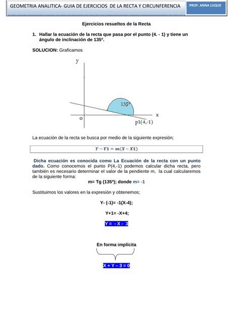 PDF GEOMETRIA ANALITICA GUIA DE EJERCICIOS DE LA PDF