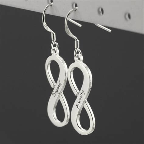 Engraved Infinity Symbol Earrings Sterling Silver