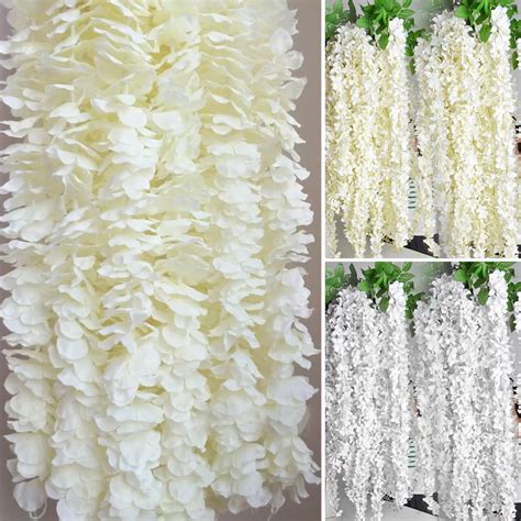 Miuline 20pcs Pack 1M Artificial Wisteria Flower Vine Silk Hydrangea