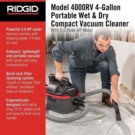 Ridgid Model Rv Gallon Portable Wet And Dry Compact Vacuum