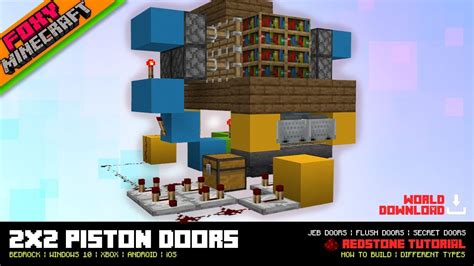 2x2 Piston Doors Jeb Doors Minecraft Bedrock Edition Tutorial Mcbe