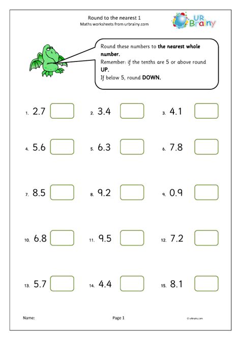 Rounding Decimals To The Nearest Whole One Fraction And Decimal