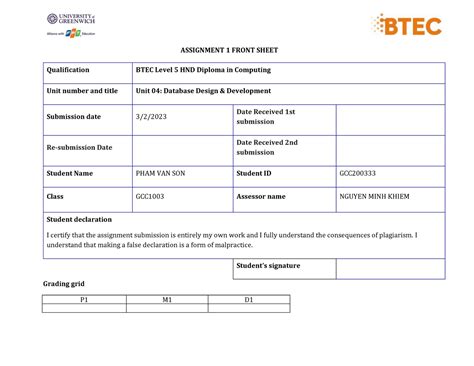 1 04 DDD Assignment 1 Frontsheet ASSIGNMENT 1 FRONT SHEET