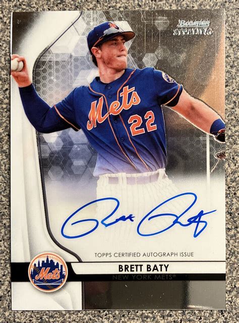 Brett Baty Auto Bowman Sterling Bspa Bb Topps Certified