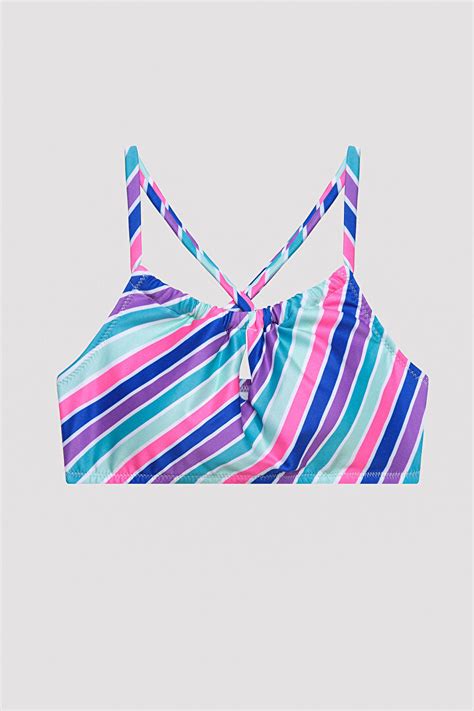 Gen K Z Colorful Stripe Halter Bikini Tak M Pl Ex Y Iy Mix Ok Renkli Penti
