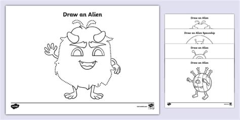 Draw An Alien Pencil Control Activity Pack Twinkl Ks1