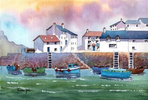 Watercolour Print Polperro Harbour 1 Cornwall Gift Idea Art And