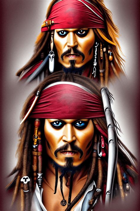 Peinture Num Rique R Aliste Du Capitaine Pirate Jack Sparrow Creative