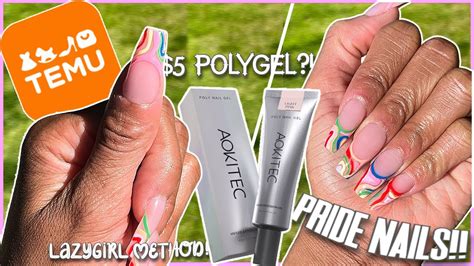 PRIDE FRENCH POLYGEL NAILS TRYING 5 TEMU POLYGEL LAZYGIRL POLYGEL